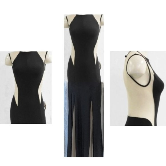 B. Smart Dresses & Skirts - New w Tag Illusion Nude Black Long Dress Gown
